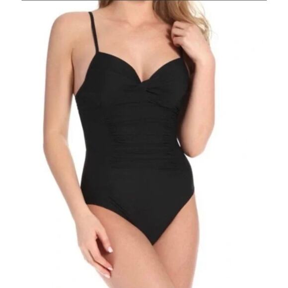 Womens Love Your Assets by Spanx Push Up Black Ruching Shapewear Swimsuit size M - Picture 1 of 5